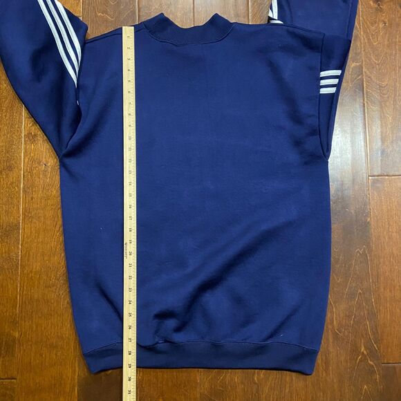 Adidas Vintage 90s 3 Stripe Navy Blue White Crewneck Sweatshirt Mens Size Medium - Picture 9 of 9